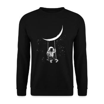 Mond Astronaut Schaukel - Unisex Pullover - Schwarz - Vorne - Alina (178cm) & Michal (187cm)