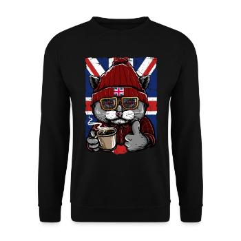 UK Union Jack Flag T-Shirt English England Cats - Sweat-shirt Unisexe - noir - Devant - Alina (178cm) & Michal (187cm)