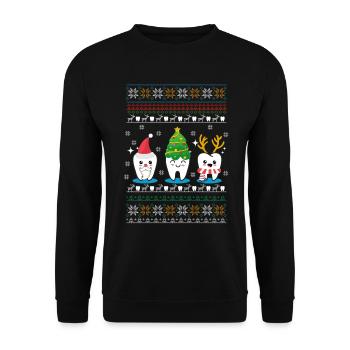 TOOTH CHRISTMAS - Unisex Sweatshirt - black - Front - Alina (178cm) & Michal (187cm)