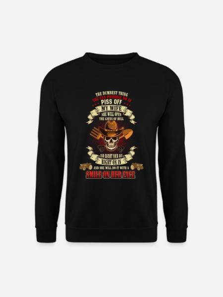 PISS OFF MY WIFE FARMER SKULL - Sweat-shirt Unisexe - noir