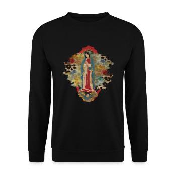 Modèle de leopar de Notre-Dame de Guadalupe - Sweat-shirt Unisexe - noir - Devant - Alina (178cm) & Michal (187cm)
