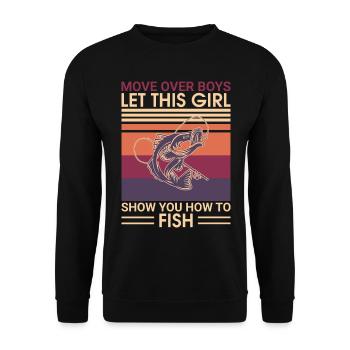 Fishing Angler Fishing Rod - Unisex Sweatshirt - black - Front - Alina (178cm) & Michal (187cm)