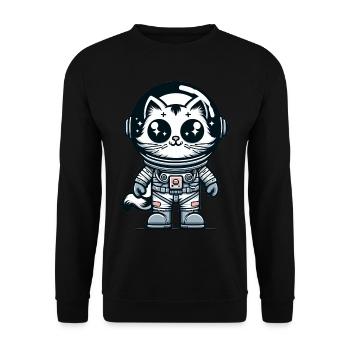 Chat Astronaute Mignon - Sweat-shirt Unisexe - noir - Devant - Alina (178cm) & Michal (187cm)