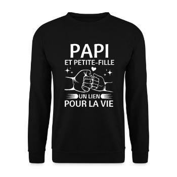 Papi et Petite-Fille un lien pour la vie cadeaux - Sweat-shirt Unisexe - noir - Devant - Alina (178cm) & Michal (187cm)
