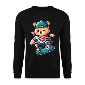Ours patineur mignon - Sweat-shirt Unisexe - noir - Devant - Alina (178cm) & Michal (187cm)