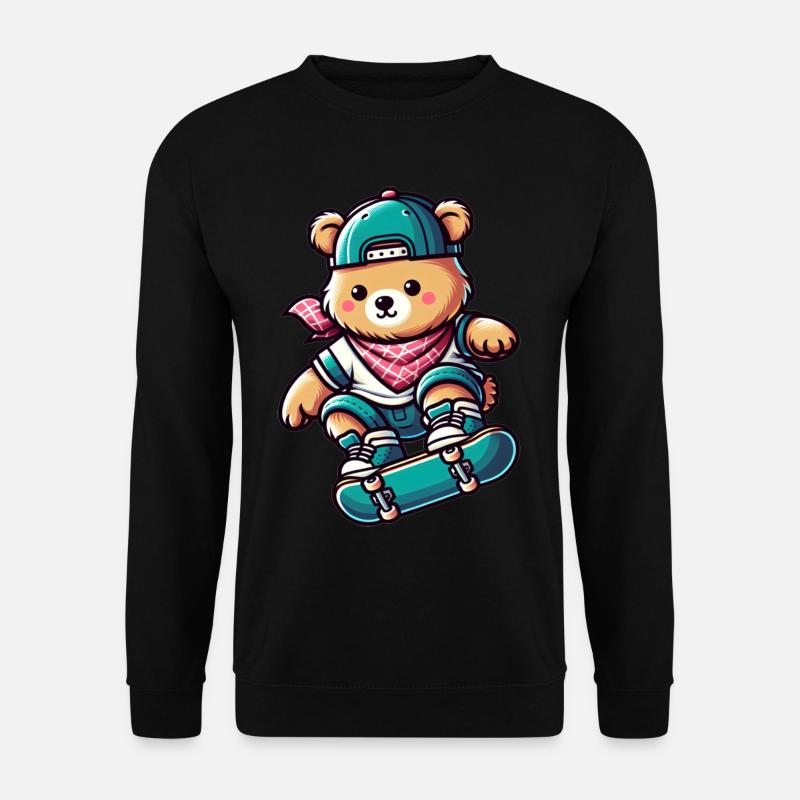 Cute Skater Bear - Unisex Sweatshirt - black