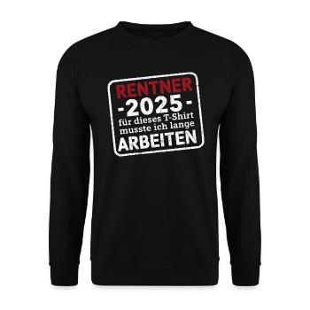 Retraité 2025 Long Travaillé Pour Timbre Rétro - Sweat-shirt Unisexe - noir - Devant - Alina (178cm) & Michal (187cm)