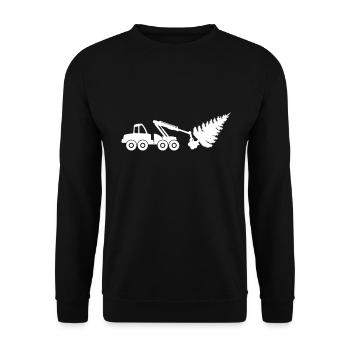 Symbol für Holzernter: Symbol: Form. Holzfäller - Unisex Pullover - Schwarz - Vorne - Alina (178cm) & Michal (187cm)