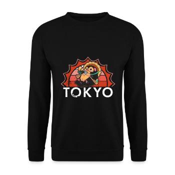 chien raton laveur chien raton laveur Enok Japon - Sweat-shirt Unisexe - noir - Devant - Alina (178cm) & Michal (187cm)