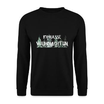 Ich hasse Weihnachten - Unisex Pullover - Schwarz - Vorne - Alina (178cm) & Michal (187cm)