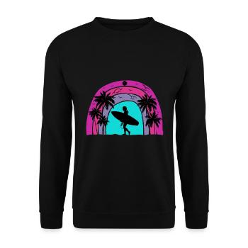 surf retro sunset - Sweat-shirt Unisexe - noir - Devant - Alina (178cm) & Michal (187cm)