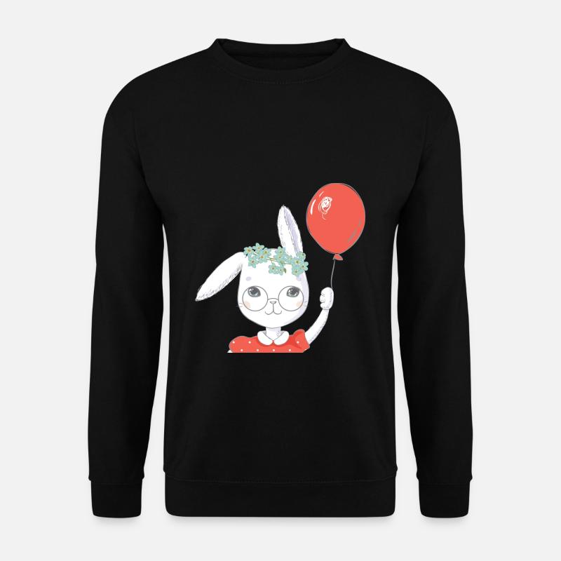 Cute easter bunny balloon gift - Unisex Sweatshirt - black