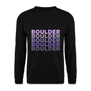 Bouldern Klettern Sportarten Turnhalle Wand - Unisex Pullover - Schwarz - Vorne - Alina (178cm) & Michal (187cm)