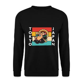 chien raton laveur chien raton laveur Enok Japon - Sweat-shirt Unisexe - noir - Devant - Alina (178cm) & Michal (187cm)