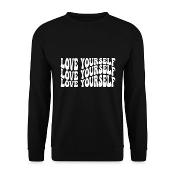 Love yourself Self Love Inspirational Quote - Unisex Pullover - Schwarz - Vorne - Alina (178cm) & Michal (187cm)