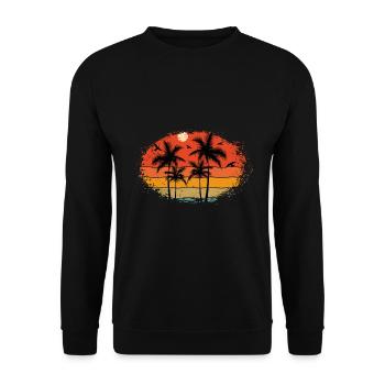 Sunset beach summer gift beach retro - Unisex Sweatshirt - black - Front - Alina (178cm) & Michal (187cm)