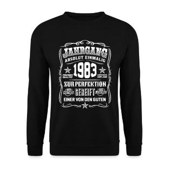 Jahrgang 1983 Geschenk 36. Geburtstag 36 jahre - Unisex Pullover - Schwarz - Vorne - Alina (178cm) & Michal (187cm)