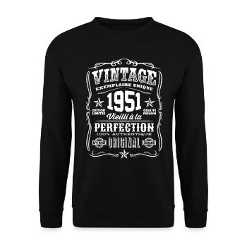 Vintage 1951 Cadeau Anniversaire 68 Ans - Sweat-shirt Unisexe - noir - Devant - Alina (178cm) & Michal (187cm)