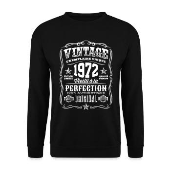 Vintage 1972 Cadeau Anniversaire 47 Ans - Sweat-shirt Unisexe - noir - Devant - Alina (178cm) & Michal (187cm)