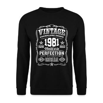 Vintage 1981 Cadeau Anniversaire 38 Ans - Sweat-shirt Unisexe - noir - Devant - Alina (178cm) & Michal (187cm)