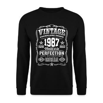 Vintage 1987 Cadeau Anniversaire 32 Ans - Sweat-shirt Unisexe - noir - Devant - Alina (178cm) & Michal (187cm)