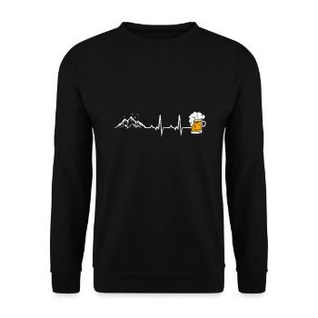 Herzschlag Berge und Bier - Unisex Pullover - Schwarz - Vorne - Alina (178cm) & Michal (187cm)