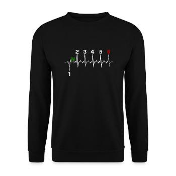 Changement de vitesse moto 1N23456 pulsation cardiaque ECG impulsion - Sweat-shirt Unisexe - noir - Devant - Alina (178cm) & Michal (187cm)