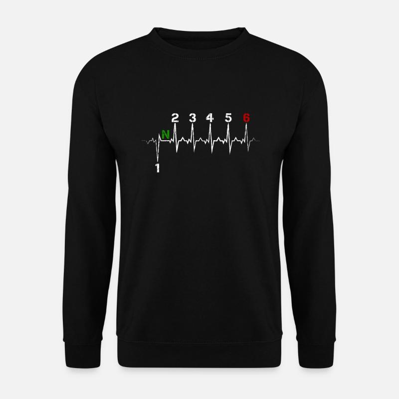 Motorrad Gangschaltung 1N23456 Herzschlag EKG Puls - Unisex Pullover - Schwarz