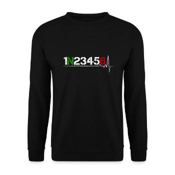 Changement de vitesse moto 1N23456 pulsation cardiaque ECG impulsion - Sweat-shirt Unisexe - noir - Devant - Alina (178cm) & Michal (187cm)