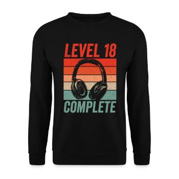 Level 18 Complete 18th Birthday Gamer Gaming - Unisex Sweatshirt - black - Front - Alina (178cm) & Michal (187cm)