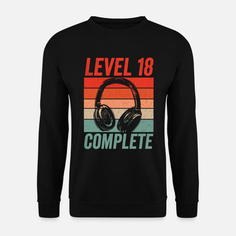 Level 18 Complete 18.Geburtstag Gamer Gaming - Unisex Pullover - Schwarz
