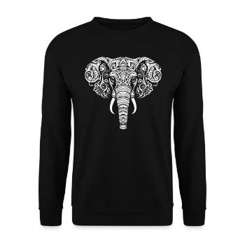 Elephant Mandala Tribal Pattern - Unisex Sweatshirt - black - Front - Alina (178cm) & Michal (187cm)