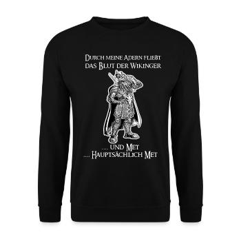 Blut der Wikinger und Met - Unisex Pullover - Schwarz - Vorne - Alina (178cm) & Michal (187cm)