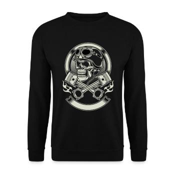 Crâne crâne avec casque - Sweat-shirt Unisexe - noir - Devant - Alina (178cm) & Michal (187cm)