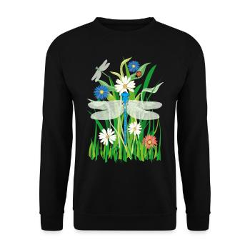 08 Flowers Dragonfly Ladybug - Unisex Sweatshirt - black - Front - Alina (178cm) & Michal (187cm)