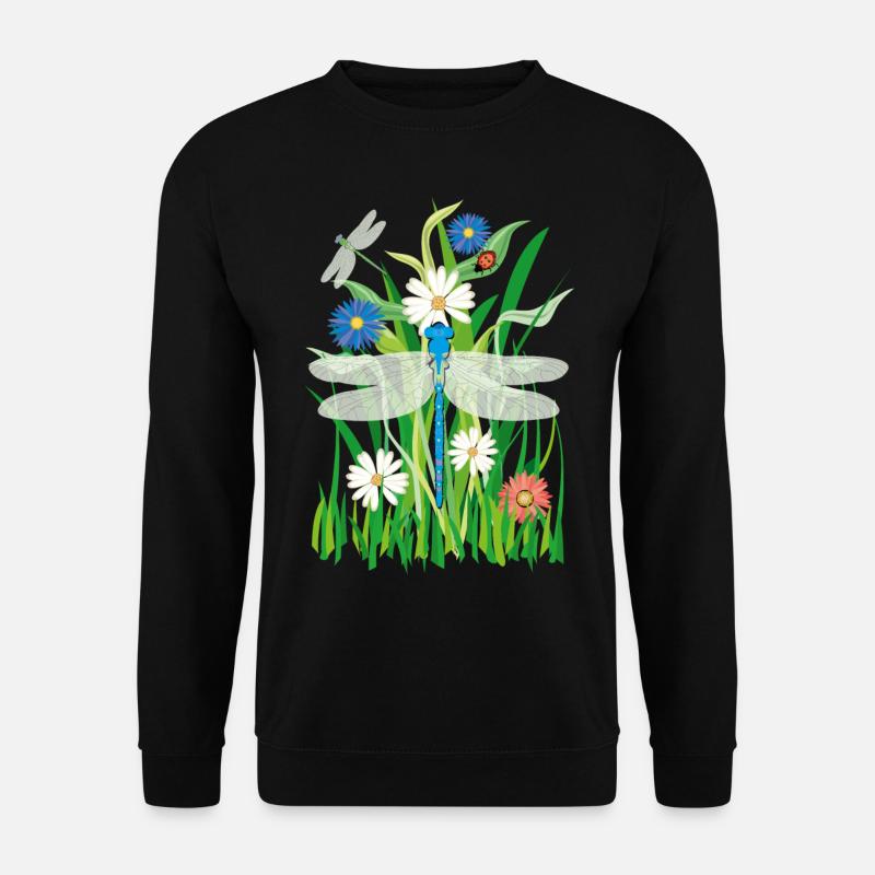 08 Blumen Libelle Marienkäfer - Unisex Pullover - Schwarz