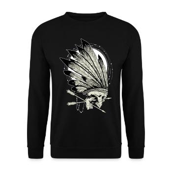 Crâne indien - idée cadeau - Sweat-shirt Unisexe - noir - Devant - Alina (178cm) & Michal (187cm)