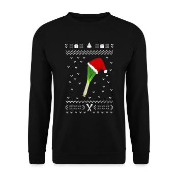 Christmas Leek Nikolauch Xmas Gift Present - Unisex Sweatshirt - black - Front - Alina (178cm) & Michal (187cm)