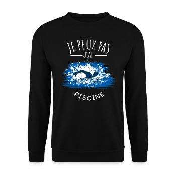 je peux pas j’ai piscine humour piscine sport - Sweat-shirt Unisexe - noir - Devant - Alina (178cm) & Michal (187cm)