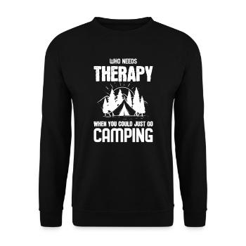 WhoNeeds Therapy - For Campers - Unisex Sweatshirt - black - Front - Alina (178cm) & Michal (187cm)