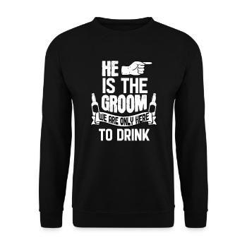 OnlyHere To Drink - For Bachelor Party - Unisex Pullover - Schwarz - Vorne - Alina (178cm) & Michal (187cm)