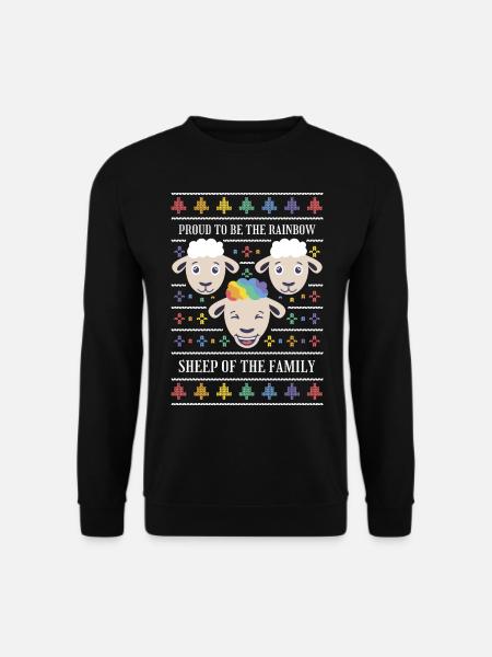 Ugly Christmas Gay Pride Rainbow Sheep - Unisex Pullover - Schwarz