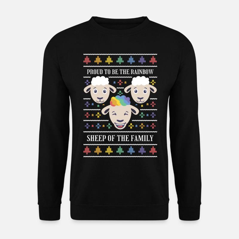 Ugly Christmas Gay Pride Rainbow Sheep - Unisex Pullover - Schwarz