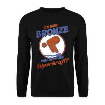 Schwimmer Schwimmprüfung Bronze Geschenk - Unisex Pullover - Schwarz - Vorne - Alina (178cm) & Michal (187cm)