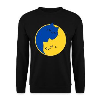 UKRAINE - PEACE - YIN YANG Katzen - Symbol - Unisex Pullover - Schwarz - Vorne - Alina (178cm) & Michal (187cm)