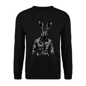 Lapin cool avec chemise. - Sweat-shirt Unisexe - noir - Devant - Alina (178cm) & Michal (187cm)