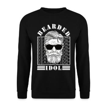 Bärtiges Idol 3 Tage Bart hip Oberlippenbart - Unisex Pullover - Schwarz - Vorne - Alina (178cm) & Michal (187cm)