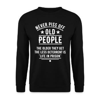 Don't Piss Off Old People / Color Change Pension - Unisex Sweatshirt - black - Front - Alina (178cm) & Michal (187cm)