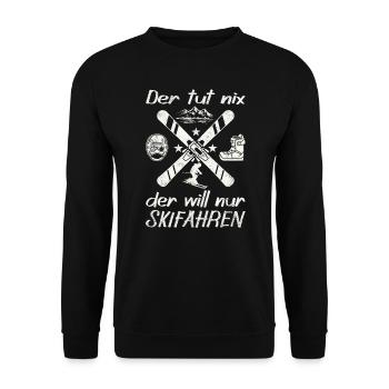 Der tut nix, der will nur Skifahren - Unisex Pullover - Schwarz - Vorne - Alina (178cm) & Michal (187cm)