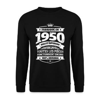 FABRIQUÉ EN 1950 - Sweat-shirt Unisexe - noir - Devant - Alina (178cm) & Michal (187cm)
